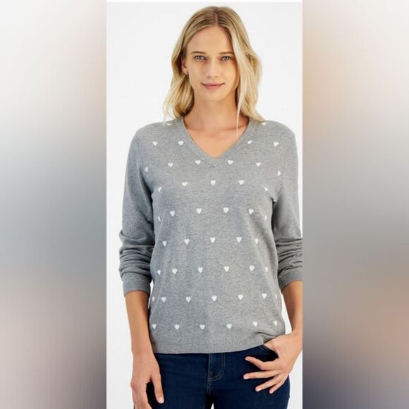 Tommy Hilfiger Women's Gray Polka Dot Sweater. Medium - Picture 1 of 5